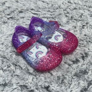 Size 2 Baby Girls WONDER NATION Pink Purple Glitter Jelly Shoes